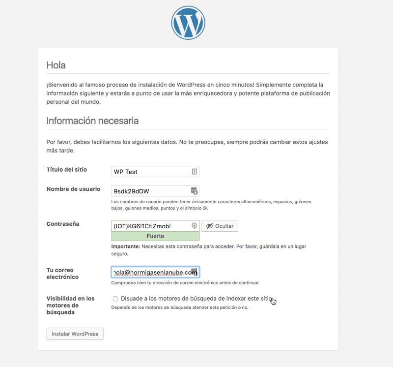 Instalar wordpress