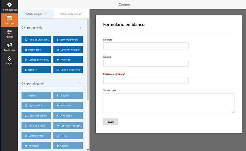 Creando un formulario con WPForms